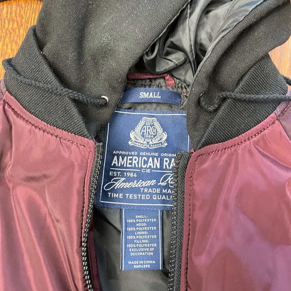 American Rag men’s burgundy hooded bomber jacket small - Picture 13 of 13